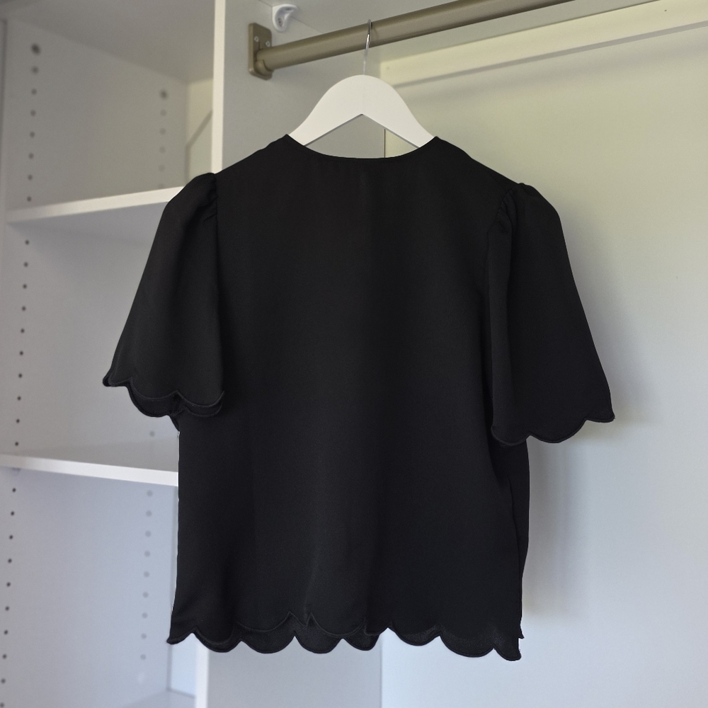 Express Black Scalloped Blouse